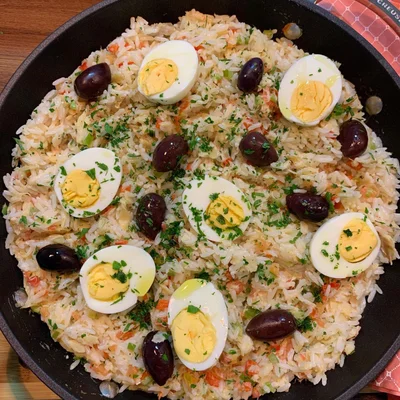 Receta de arroz con bacalao en el sitio web de recetas de DeliRec