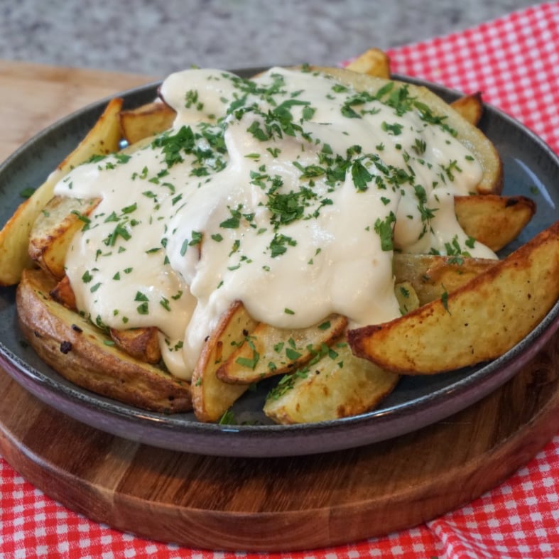Photo of the  Rustic potato with cheese sauce – recipe of  Rustic potato with cheese sauce on DeliRec