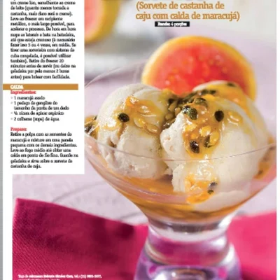 Recipe of Cashew nut ice cream with passion fruit and ginger syrup on the DeliRec recipe website
