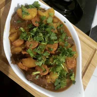 Recipe of Cassava stew with pepperoni and meat on the DeliRec recipe website