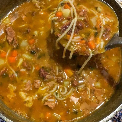 Recipe of beef jerky soup on the DeliRec recipe website