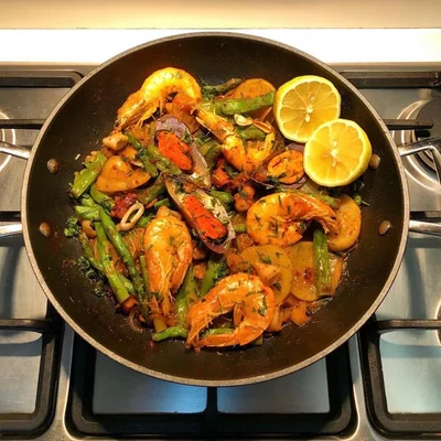 Recipe of seafood platter on the DeliRec recipe website