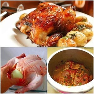 Chicken roasted in pressure cooker