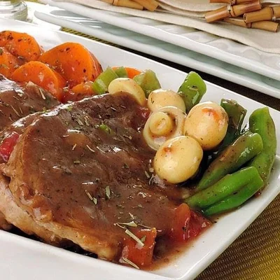 LIZARD IN MADEIRA SAUCE WITH VEGETABLES
