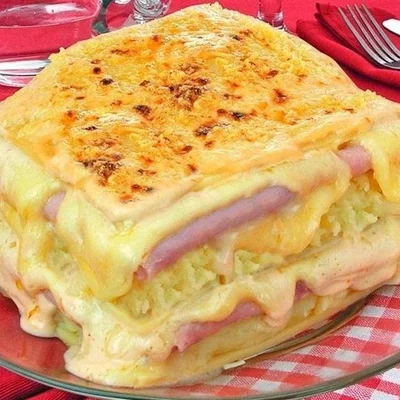 Recipe of Potato lasagna with white sauce on the DeliRec recipe website