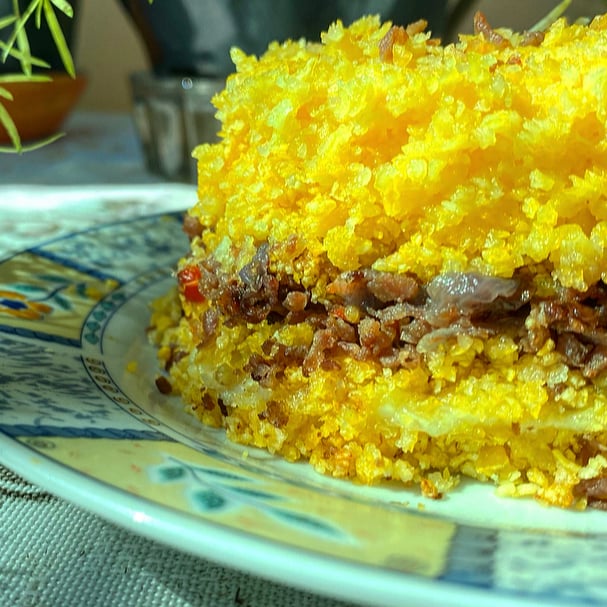 Photo of the Fluffy corn couscous stuffed with smoked pepperoni and cheese – recipe of Fluffy corn couscous stuffed with smoked pepperoni and cheese on DeliRec