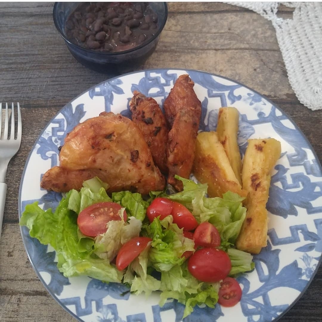 Photo of the Fried chicken in Air fryer with fried cassava – recipe of Fried chicken in Air fryer with fried cassava on DeliRec