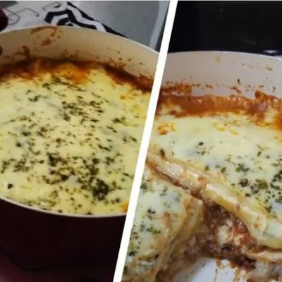 Recipe of Lasagna without cheese, ham in the pan on the DeliRec recipe website