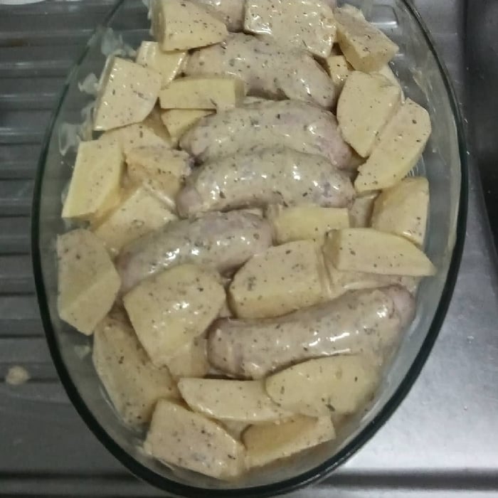 Photo of the Sausage with baked potato. – recipe of Sausage with baked potato. on DeliRec