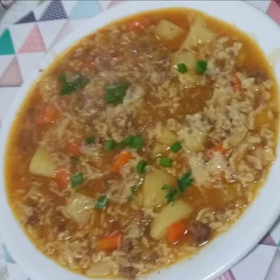 Recipe of Vegetable soup with minced meat on the DeliRec recipe website