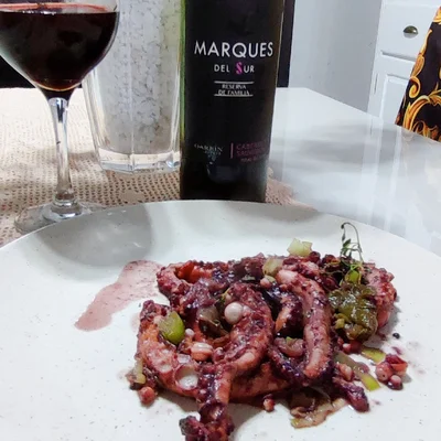 Octopus with red wine