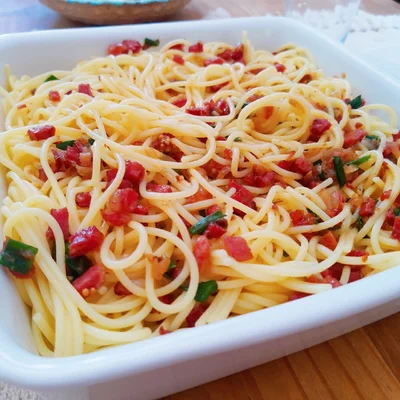 Recipe of Gluten-free easy bacon pasta on the DeliRec recipe website