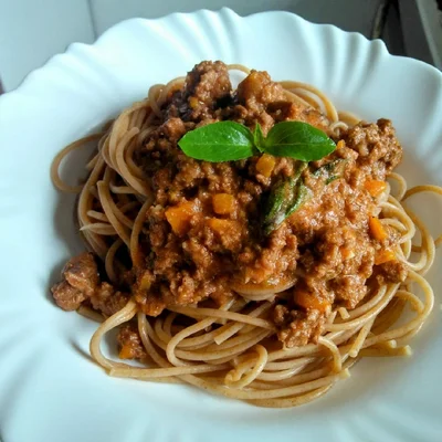 Recipe of Bolognese pasta (whole-wheat pasta) on the DeliRec recipe website