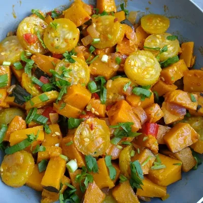 Recipe of Gherkin and pumpkin stir-fry on the DeliRec recipe website