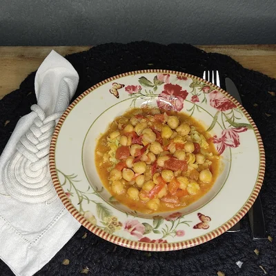 Receta de curry de garbanzos en el sitio web de recetas de DeliRec