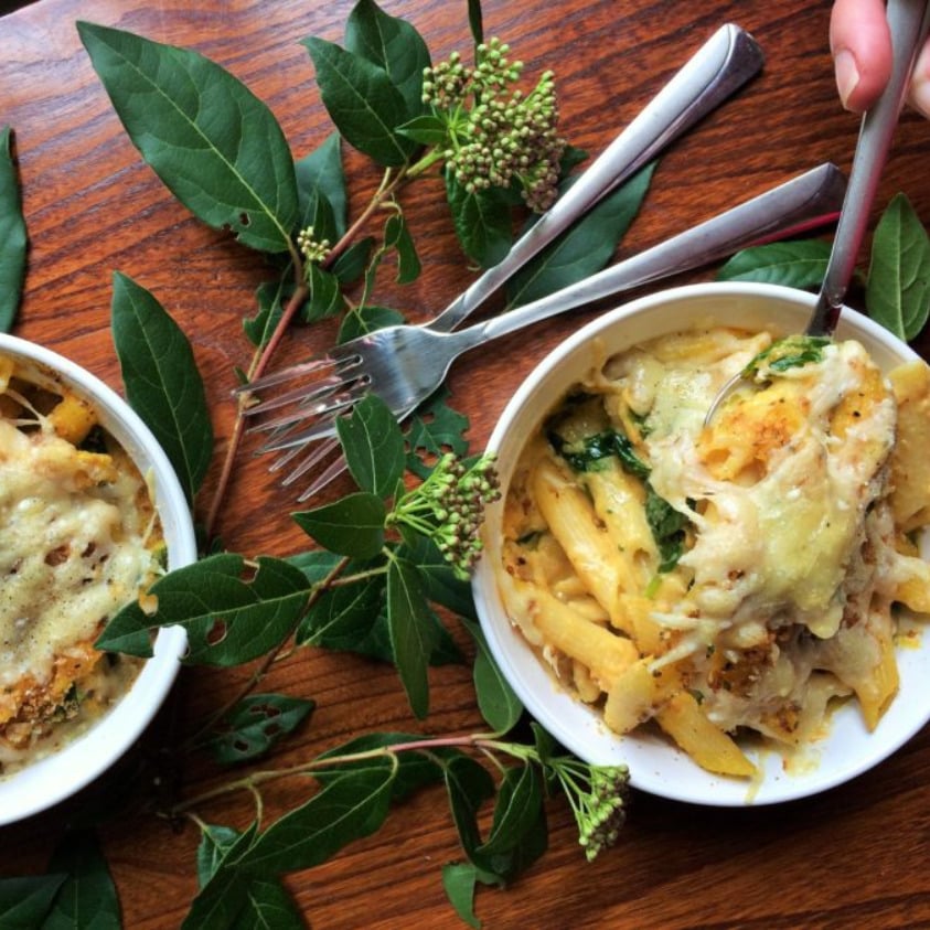 Photo of the Penne Gratin with Pumpkin Cream and Spinach – recipe of Penne Gratin with Pumpkin Cream and Spinach on DeliRec