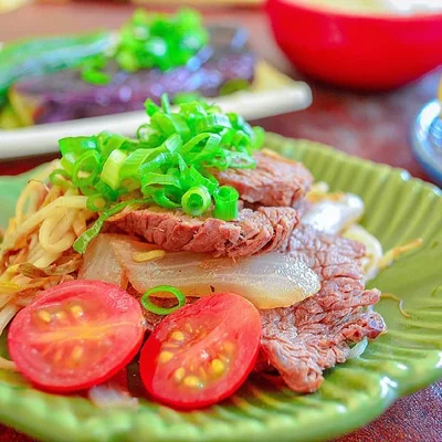 Recipe of Shogayaki - Beef with Japanese Gengye Sauce on the DeliRec recipe website