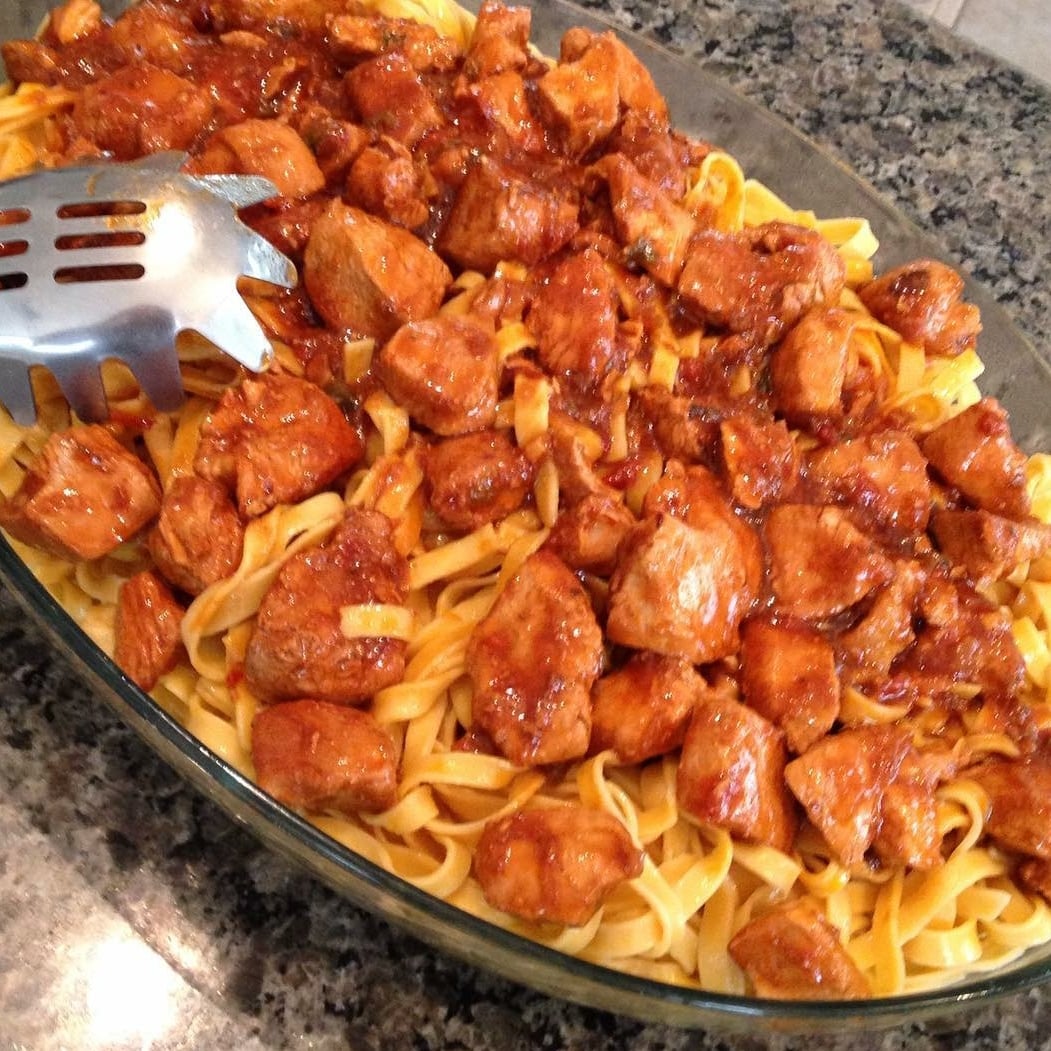 Photo of the Pasta with chicken cubes – recipe of Pasta with chicken cubes on DeliRec