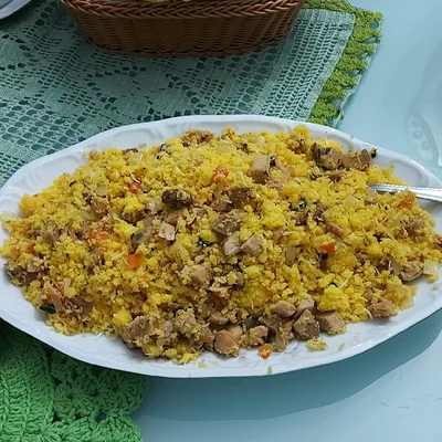 Recipe of Couscous farofa with pork loin and plantain. on the DeliRec recipe website