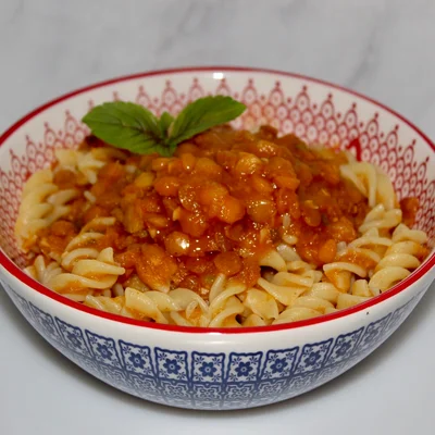 Recipe of Fusilli with lentils in sugo sauce on the DeliRec recipe website