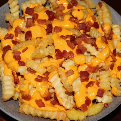 Recipe of Fries in the Airfryer with Cheedar and Bacon on the DeliRec recipe website