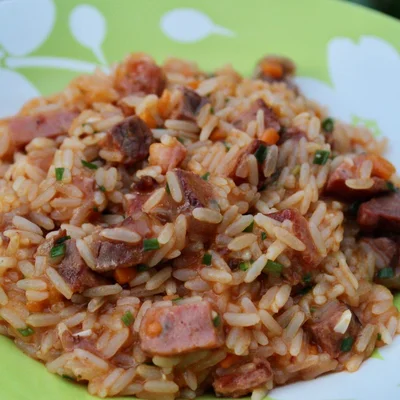 Recipe of Carreteiro rice with barbecue leftovers on the DeliRec recipe website