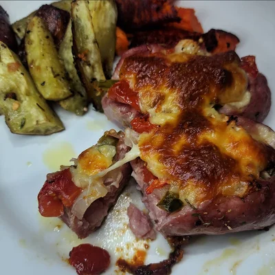 Recipe of Stuffed sausage and roasted vegetables on the DeliRec recipe website