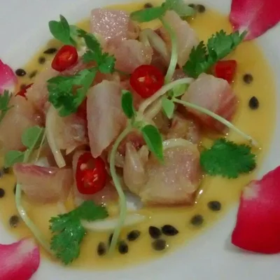 Tilapia ceviche with passion fruit