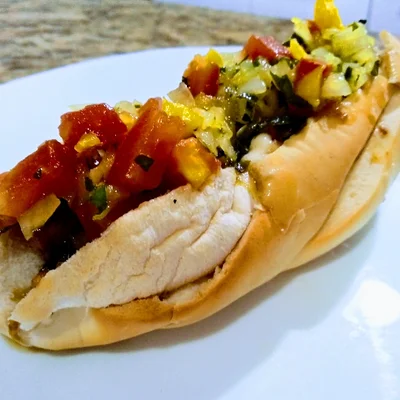 Recipe of Pork shoulder sandwich and mango vinaigrette. on the DeliRec recipe website