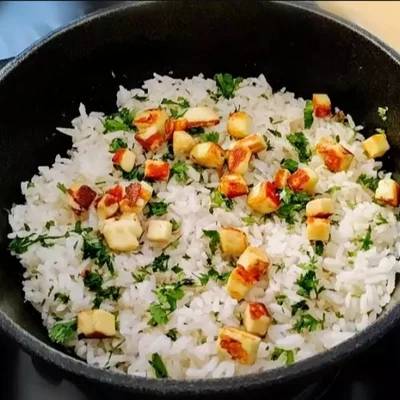 Recipe of Coconut Rice with Coalho Cheese: simple, easy and DELICIOUS on the DeliRec recipe website
