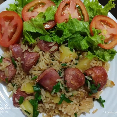 Recipe of Sausage and potato rice on the DeliRec recipe website
