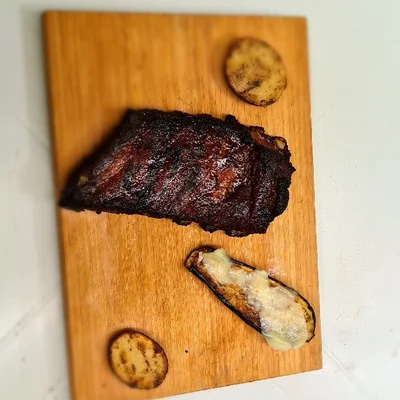 Recipe of Smoked pork ribs with potato and eggplant on the DeliRec recipe website