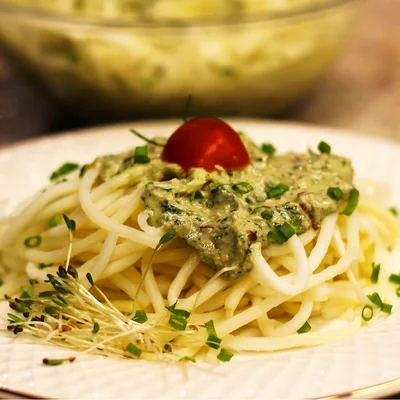Recipe of Pupunha Pasta with Pesto by Ora-Pro-Nobis on the DeliRec recipe website