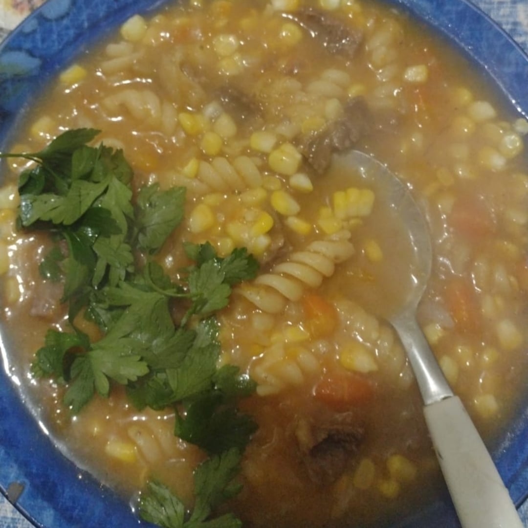 Foto da Sopa de carne com macarrão parafuso  - receita de Sopa de carne com macarrão parafuso  no DeliRec