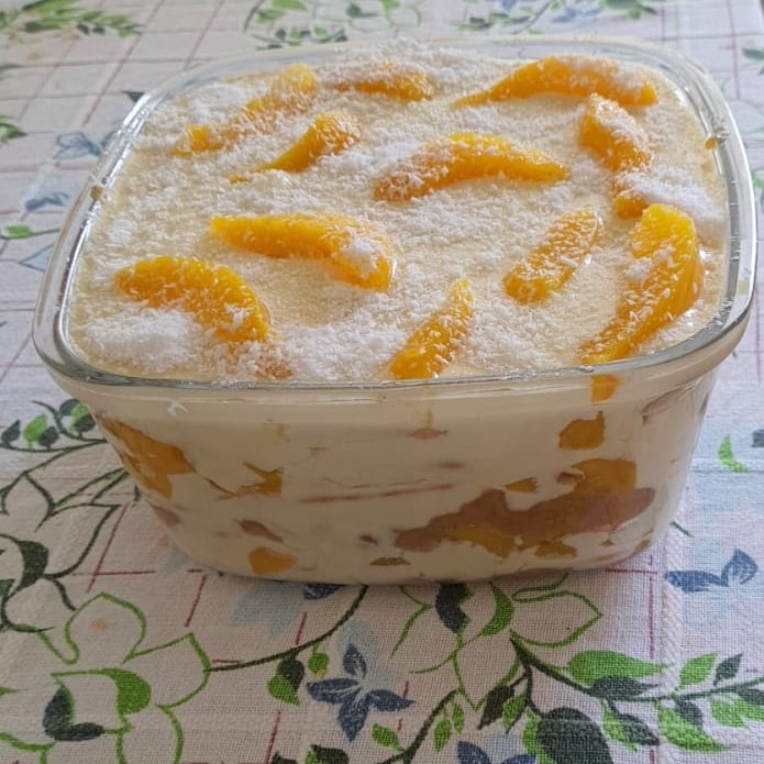 Photo of the Peach pavé with banana and passion fruit jelly – recipe of Peach pavé with banana and passion fruit jelly on DeliRec