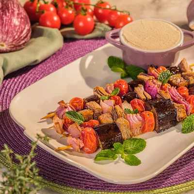 Recipe of Vegan skewers with hummus on Airfray on the DeliRec recipe website