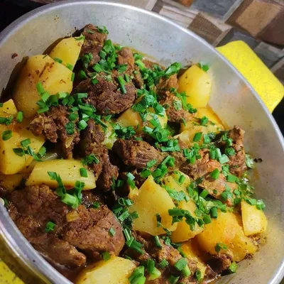 Recipe of Fried meat with potato on the DeliRec recipe website