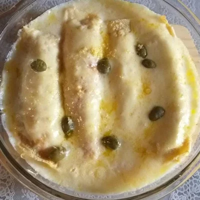Recipe of Chicken pancake in white sauce. on the DeliRec recipe website