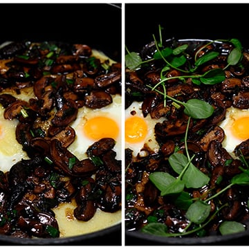 Photo of the Creamy Polenta with Sauteed Mushrooms, Soft Egg and Watercress – recipe of Creamy Polenta with Sauteed Mushrooms, Soft Egg and Watercress on DeliRec
