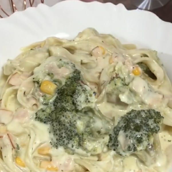 Photo of the pasta with white sauce – recipe of pasta with white sauce on DeliRec