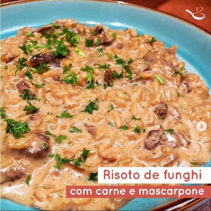 Photo of the Mushroom risotto with fillet and mascarpone – recipe of Mushroom risotto with fillet and mascarpone on DeliRec