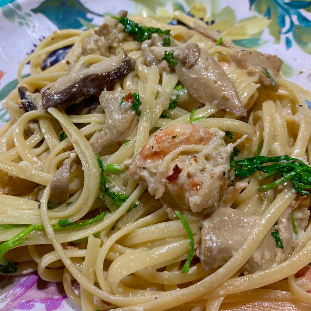 Photo of the Lime spaghetti with prawns and mushrooms – recipe of Lime spaghetti with prawns and mushrooms on DeliRec