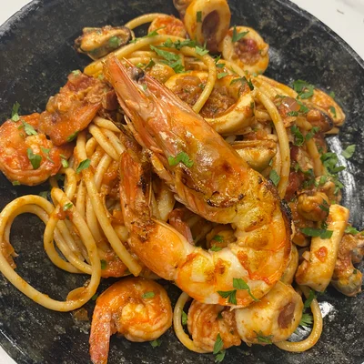 Recipe of Spaghetti with seafood on the DeliRec recipe website