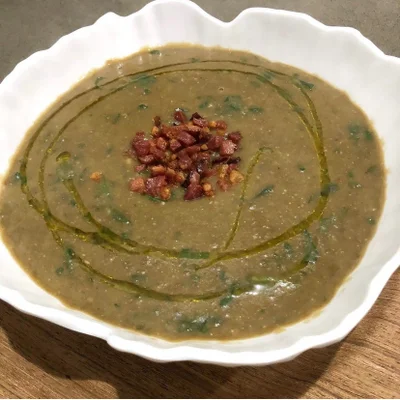 Recipe of Lentil Cream with Spinach and Bacon on the DeliRec recipe website