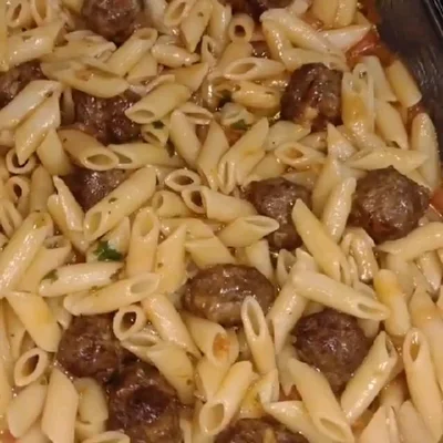 Recipe of Penne with meatballs on the DeliRec recipe website