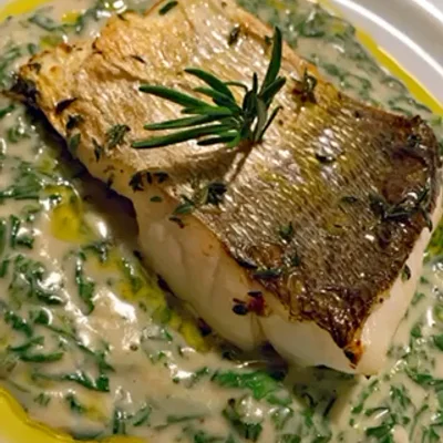 Recipe of Sea Bass with Spinach Cream on the DeliRec recipe website