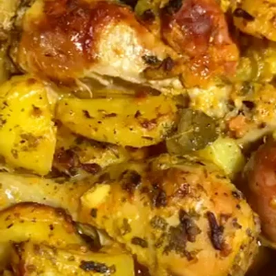 Recipe of Baked chicken and vegetables on the DeliRec recipe website