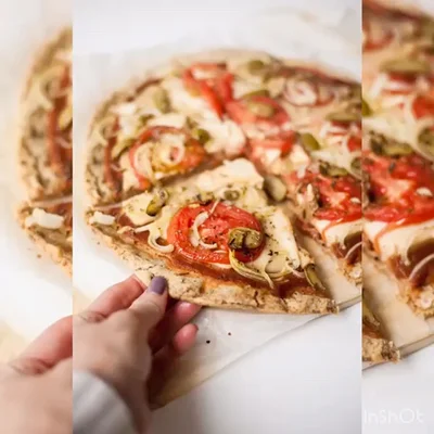 Receta de pizza vegana sin gluten en el sitio web de recetas de DeliRec